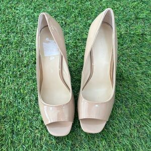 Nine West Tan Size 7.5 Open Toed 4 Inch High Heels